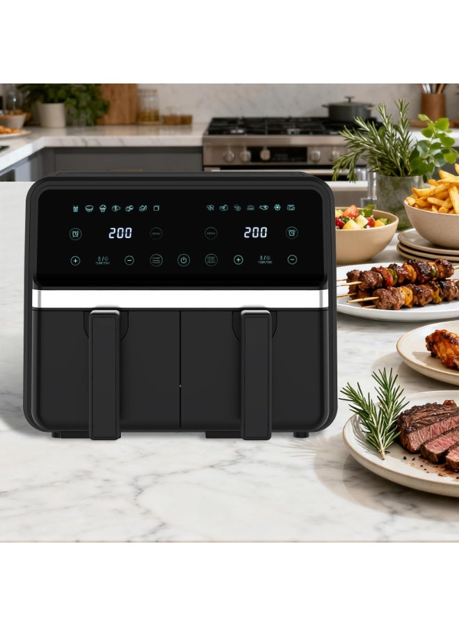 الحلم مقلاة هوائية مزدوجة السلة سعة 8 لتر - شاشة لمس رقمية، تشطيب Smart Sync، إيقاف تلقائي، سلتان مستقلتان غير لاصقتين سعة 4 لتر قابلتان للغسل في غسالة الأطباق - مقلاة هوائية مزدوجة رقمية - Image 2